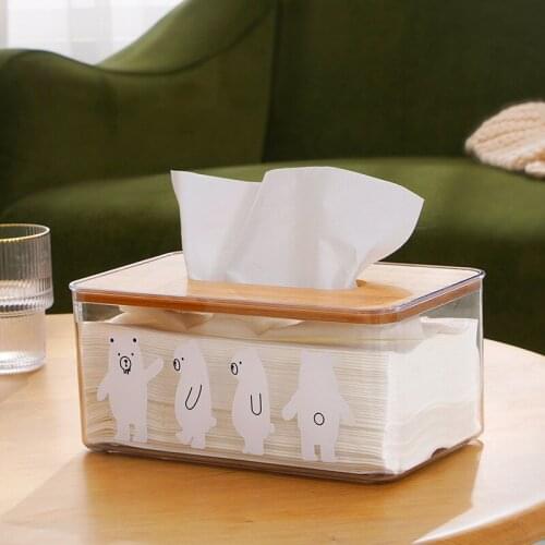 Transparent Bear Tissue Box Household Simple Living Room Bedroom Desktop Pumping Paper Storage Multi-function Car Napkin Box