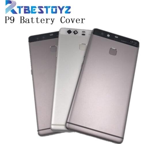 RTBESTOYZ Original Battery Cover Housing Back Door Housing+ Side Buttons+ Fingerprint Sensor Flex Cable With Logo For Huawei P9