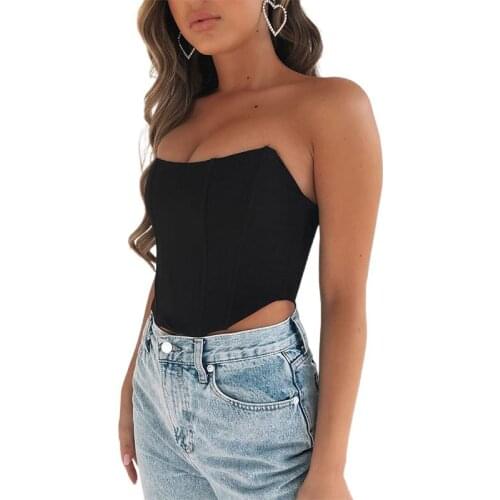 Women Camis Strapless Tops Sexy Solid Bra Summer Sleeveless Elastic Boob Bandeau Crop Tops Solid Women Camis 2020 New