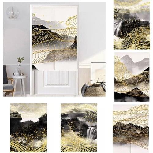 Ink Painting Bedroom Living Room Door Curtain Home Decoration Partition Half Curtain Shower Toilet Blackout Curtain