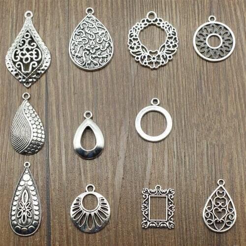 10pcs Charms Waterdrop For Earring Making DIY Jewelry Findings For Jewelry Making Accessories Antique Silver Color