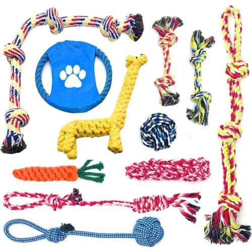 10 packs Pet Toys Dog Toys Puppy Dog Chew Toy Dog Bite Toy Chew Knot Toy Bone Shape Rope Dog Chew Teeth Cleaning Toy