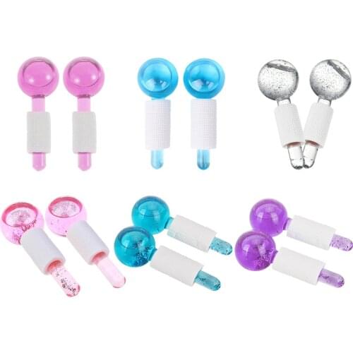 Facial Cooling Ice Globes 2 Pieces Crystal Glass Massage Roller for Face Eye Massage Facial Massage Tools