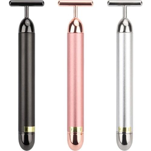 24k Gold Vibration Facial Slimming Face Beauty Bar Pulse Firming Facial Roller Massager Lift Skin Tightening Wrinkle Stick