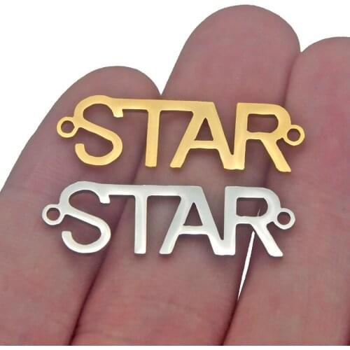 5pcs Stainless Steel 18K Gold Plated STAR Letters Charms Jewelry Making Necklace Bracelet DIY Accessories Aka Sorority Findings