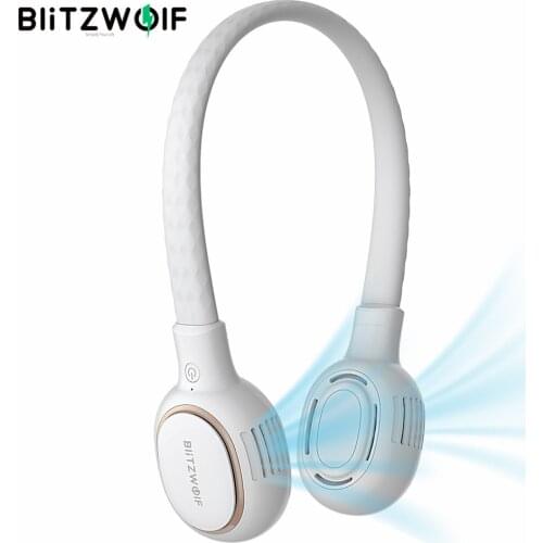 BlitzWolf BW-NF1 USB Portable Hanging Neck Fan Rechargeable Hands Free Bladeless Fan 1800mAh Battery Operated 3-Speed Adjustable