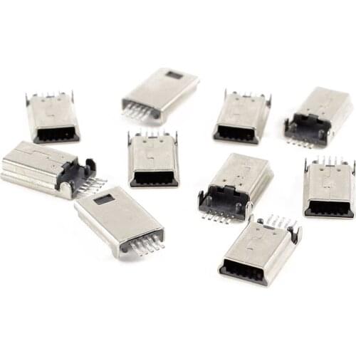 BMBY-10 pieces Mini USB Type B Male 180 Degree 5 Pin SMD SMT for Soldering Jack Connector