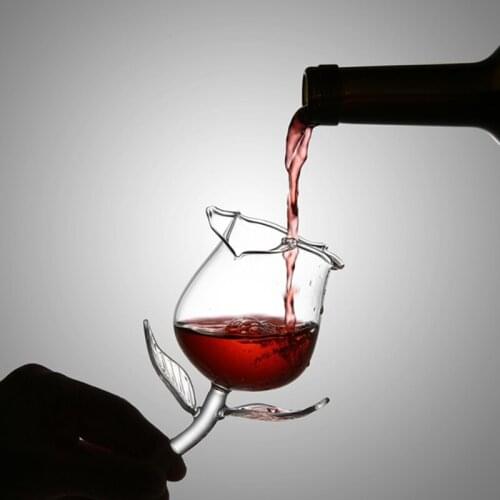 Red Wine Goblet Wine Cocktail Glasses Rose Flower Shape Wine Glass for Party Barware Drinkware