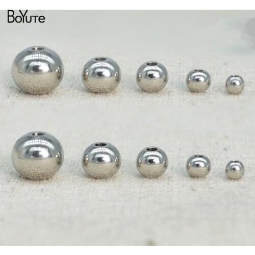 BoYuTe (100 Pieces/Lot) 3-4-5-6-8MM Round Stainless Steel Beads Jewelry Making Handmade Diy Materials Wholesale