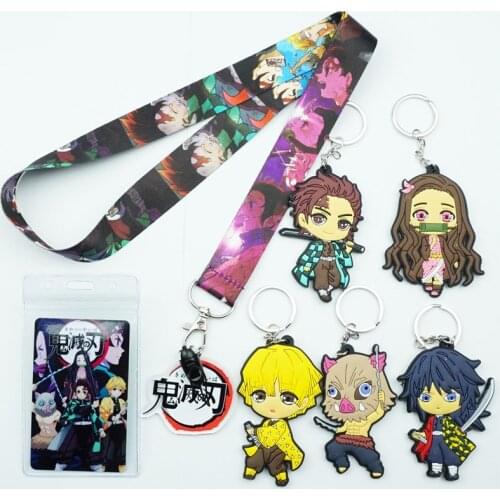 Anime Demon Slayer Kimetsu No Yaiba Neck Straps Lanyard Key chain for Keys ID Card Mobile Phone Strap USB Badge Holder Rope LZ06