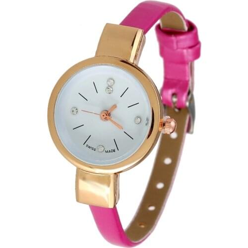 Gnova Platinum Small Women Watch golden dial Soft PU Leather Strap Quartz Wristwatch Kids fashion girl Geneva style A946