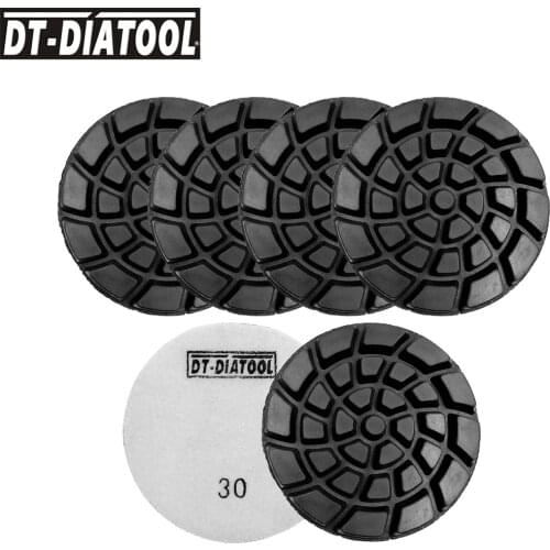 DT-DIATOOL 6pcs/set Dia 100mm/4inch Diamond Resin Bond Concrete Polishing Pads Nylon Backed Floor Renew Sanding Discs
