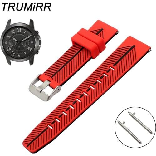 Double Color Silicone Watchband for Fossil Q Founder Wander Crewmaster Grant Marshal Quick Release Watch Band Rubber Wrist Strap