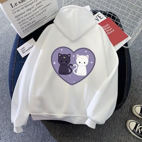 Oversized Hoodie Women Cat Cartoon Printed Hoodies Women Loose Casual Long Sleeve Pullover Tops Streetwear Sweatshirt Jumper