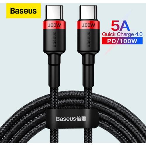 Baseus 100W USB C to USB Type C Cable for MacBook Pro Quick Charge 4.0 Fast Charging for Samsung Xiaomi mi 10 Charge Cable