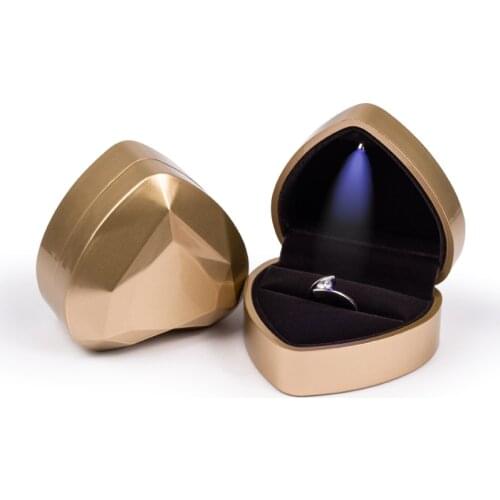 TA MINGREN heart-shaped LED wedding ring box with display storage jewelry Case velvet lining 6 colors available