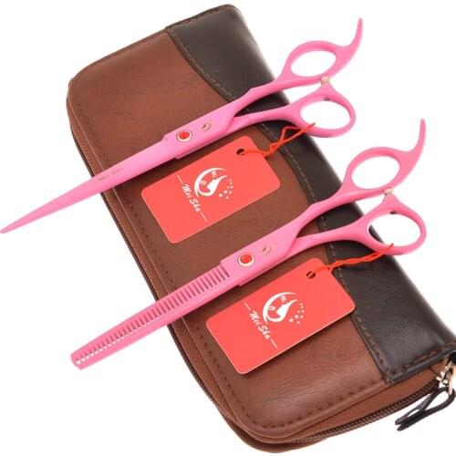 Meisha 7 inch Pink Barber Hair Shears Hair Cutting Thinning Scissors Hairdressing Scissors Set for Hair Salon Styling A0137A