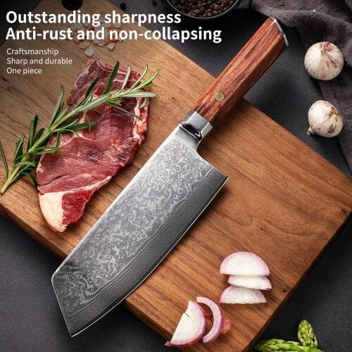 Meat kitchen knife, 8 inch VG10 Damascus steel, iron wooden handle meat cleaver, Japanese chef, practical meat cleaver