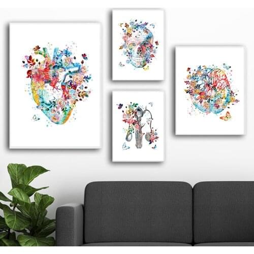 Anatomical Organ Skull Brain Heart Lung Wall Art Canvas Painting Nordic Posters And Prints Wall Pictures For Living Room Decor