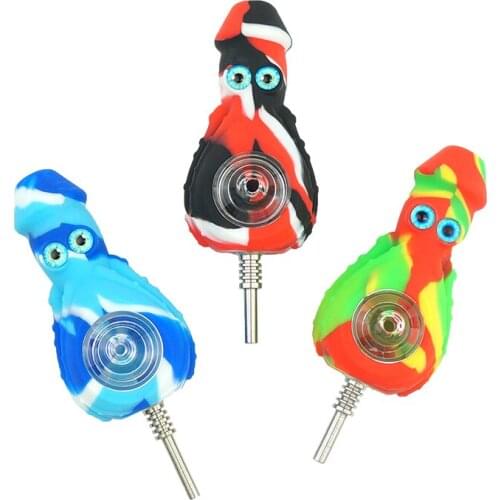 New Smoking Pipe Honey Wax Titanium Nails Unbreakable One Hitter Portable Herb Tobacco Silicone Smoke Bong Filter Bowl Men Gift