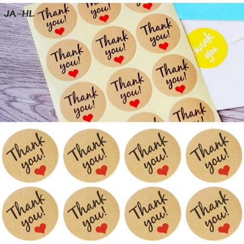 New DIY Kraft Label Sticker For Hand Made Gift Cake Candy Paper 60Pcs Tags/Thank You Love Self-adhesive Stickers