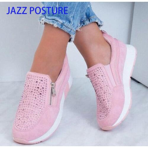 Autumn Women Creepers Increasing Height Shoes Womens Casual Slip On Platform Woman Elastic Band Footwear Large size Z476