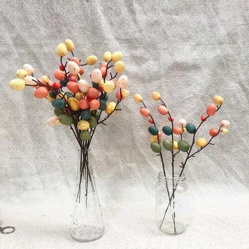 Easter Decoration Eggs Tree Artificial Plant Branch with Painting Bird Eggs DIY Easter Festival Wedding Party Decor Supplies