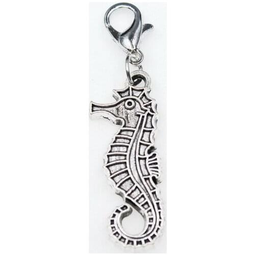 Sea Horse Dolphins 10pcs/lot Marine Animal Dangle Charms Lobster Clasp DIY Bracelet Bangles Necklace Pendants Jewelry Hanging