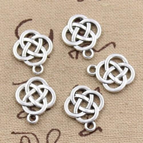 20pcs Charms Irish Knot Amulet Talisman 18x16mm Antique Bronze Silver Color Pendant DIY Making Finding Handmade Tibetan Jewelry