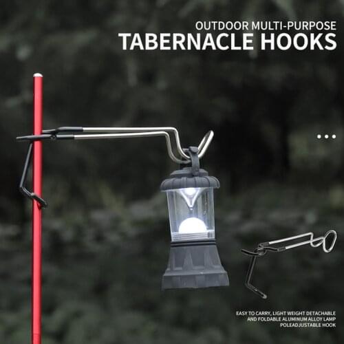 Portable Outdoor Camping Tent Lamp Hanging Clip Stainless Steel Hanger Multifunctional Kettle Pole Bottle Holder Hook