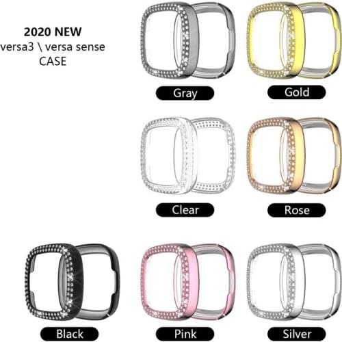 Crystal PC Protective Case For Fitbit Versa 3/Sense Watch Shell Cover Screen Protector For Versa 3/Sense Waterproof Anti Shock