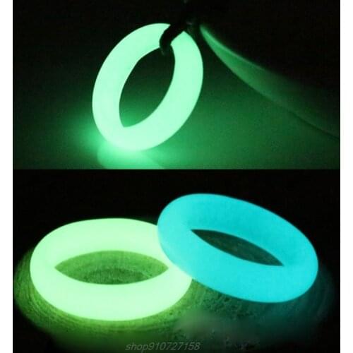 Rarely 8mm Wide Natural Fluorite luminous Stone Glow in Dark Ring Fine Jewelry N18 20 Dropshipping