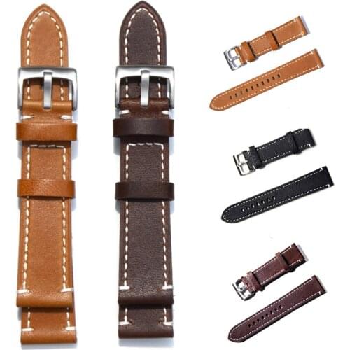 Men Women Soft Vintage Genuine Leather Wristwatch Band Quick Release Strap Muiti-size Tools Width 18/19/20/21/22/23/24mm