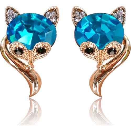 Clip Earrings Animal Fox Cubic Zircon With Rhinestone No Pierced Clip On Earrings Stud Korea Bling Accesories For Women Girls