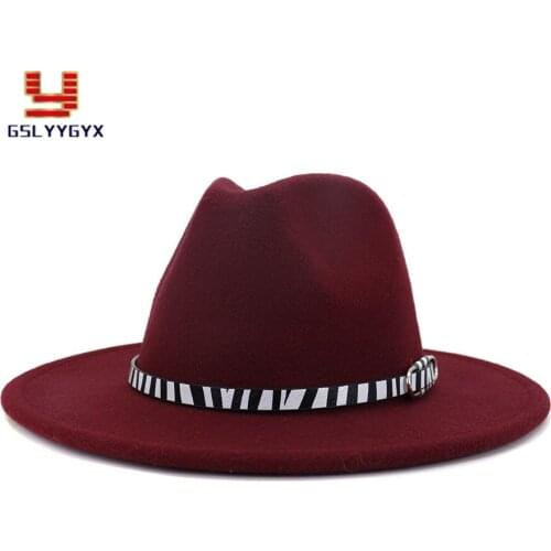New Fashion Hot Sell High Quality Woolen Felt Fedora Hat Jazz Panama Fall Winter Wide Brim Church Top Hat Caps