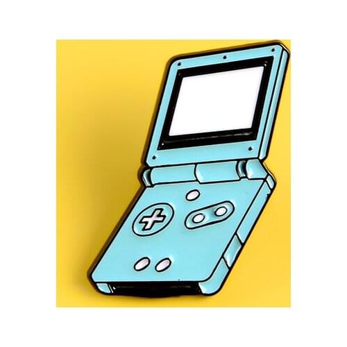 Blue classic 90s flip game console custom enamel jewelry brooch children like button games backpack coat badge lapel pin gift