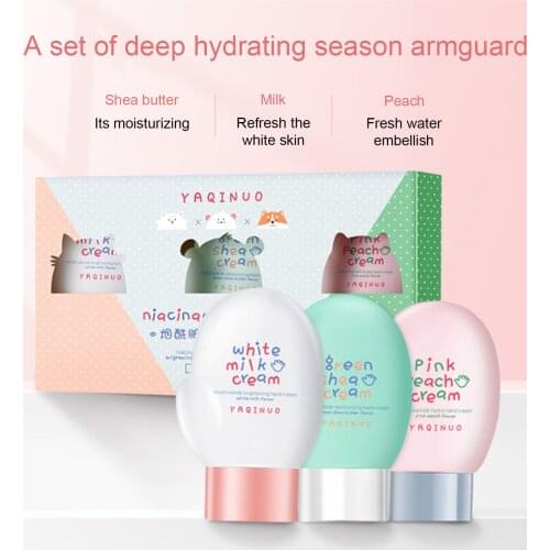 Moisturizing Nourishing Skin Peach Scent Shea Butter Hand Cream Smooth Lines Anti Chapping Anti Dry Barb Essence Hand Care 3Pcs