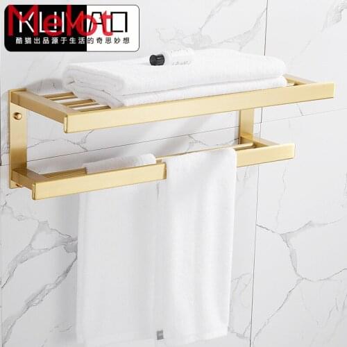 Nordic light luxury bathroom European towel rack gold towel rack bathroom bathroom brass wirer