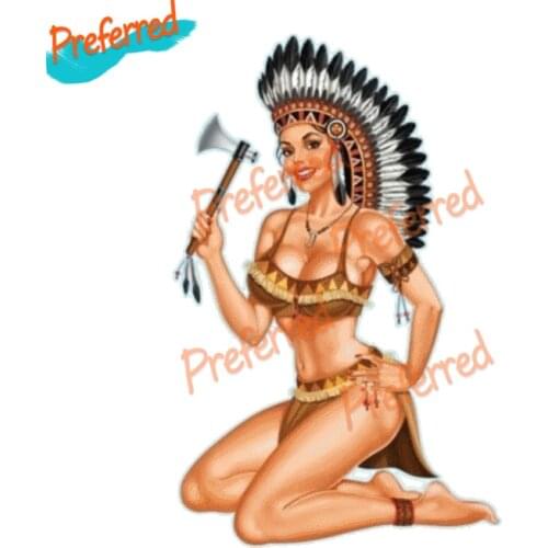 Vintage Indian Pin Up Girl Sexy Indianerin Busen Decal Instagram Stickers Car Moto Beautiful Woman Die-Cut