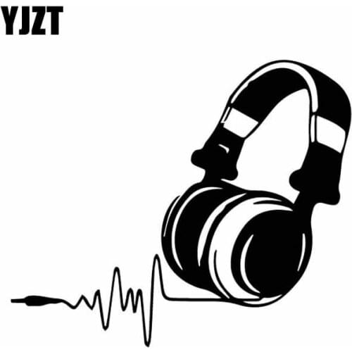 YJZT 15.6CM*13.1CM Music Note Happy Headset Window Vinyl Decal Beautiful Car Sticker Black/Silver C27-0046