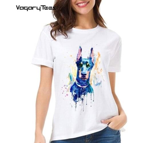 Funny Doberman Dog Head Dog Lover Gift Print T-Shirt Fashion women T-shirt Cute Casual Tops Dog Lovers Simple Tees Harajuku