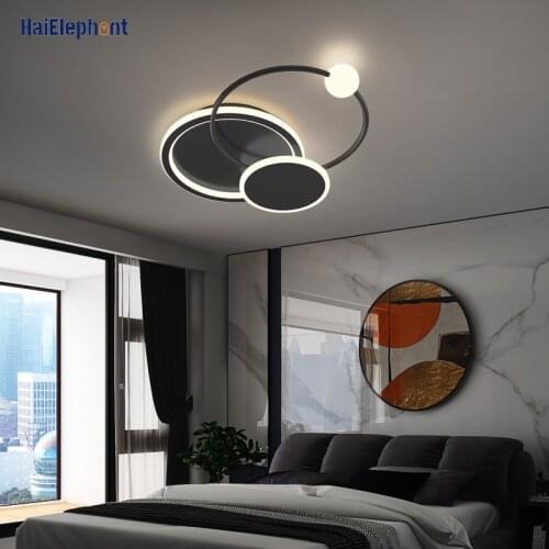 Gold Black Round Design Lights Modern Led Chandelier Lamps For Living Room Bedroom Surface Mounted Lighting Luminaire AC90-260V