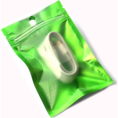 100Pcs/Lot Multi sizes Green Zipper Lock Aluminum Foil Resealable Valve Zip Lock Bags Food Grocery Storage Package Bag wiith han