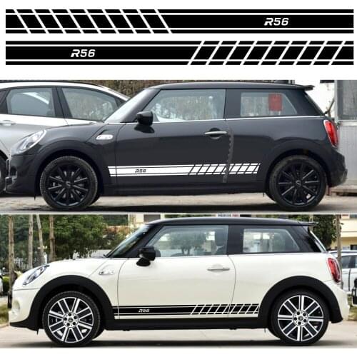 2PCS Mini Cooper F56 F54 F57 F55 F60 R50 R52 R53 R55 R56 R57 R58 R59 R60 R61 R2 car door side skirt stripe sticker Accessories