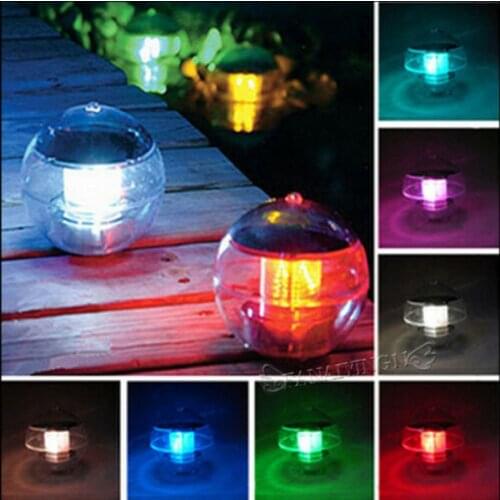 2021 Solar Water Floating Fountain Light 7-Colors Changing Outdoor Waterproof Solar Power Led Disco Garden Pool Light Decro