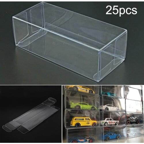 25/10Pcs PVC Transparent Box Model Toy Car Wheels Dustproof Exhibition Box Clear Gift Box Wedding Favor Party Event Decoration