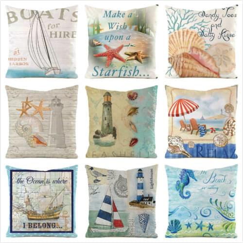 45cm*45cm Romantic sea sailboats imitated silk fabric throw pillow covers couch cushion cover home decorative pillows