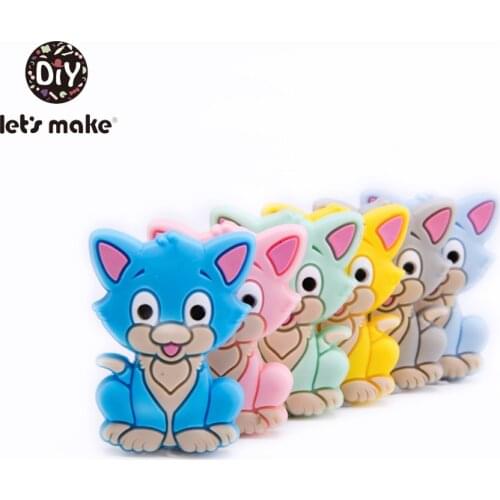 Silicone Beads 5pcs BPA Free Silicone Teether Cartoon Animals DIY Holder For Nipples Teething Necklace Baby Teethers Lets Make