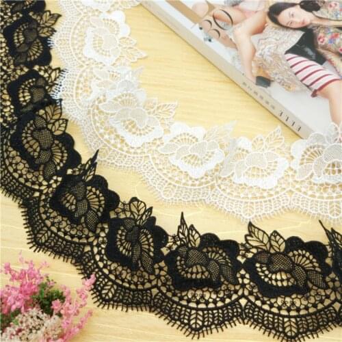 9yards white black flower lace ribbon lace trim lace fabric dress skirt Clothing DIY decoration sewing lace trimming accessories