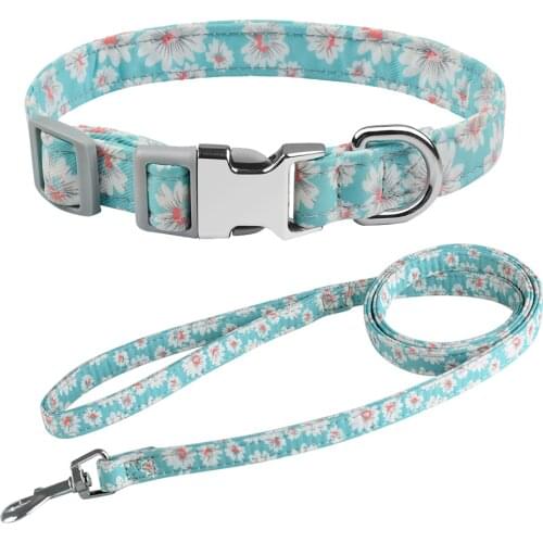 Airuidog Dog Harness Customized Products Pet Dog Collar Leash Set Personalized Nylon Collars Lead for Small Medium Large Dogs